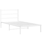 Metal Bed Frame without Mattress with Headboard White 107x203cm 355410