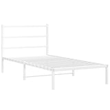 Metal Bed Frame without Mattress with Headboard White 107x203cm 355410