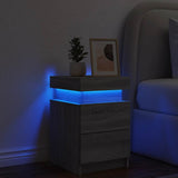 Bedside Cabinet with LED Lights Grey Sonoma 35x39x55 cm 836759