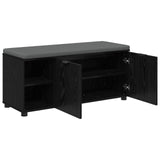 Hall Bench with Cushion with Shelf Black Oak 100 x 38 x 46 cm 891513