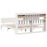 ZNTS Bookcase Bed without Mattress White 180x200 cm Super King Solid Wood Pine 3322699