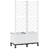 Garden Planter with Trellis&Wheels White 80 x 40 x 146 cm PP 3422973