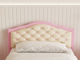 3ft Single Upholstered Bed with Adjustable Chic Button-Tufted Headboard, PU Faux Leather Bed N652P196277P