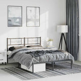 Metal Bed Frame without Mattress with Headboard Black 135x190cm 355266