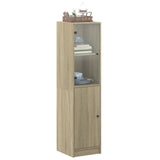 Highboard with Glass Door Sonoma Oak 35x37x142 cm 836443