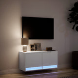 TV Wall Cabinet with LED Lights White 80x31x35 cm 852355