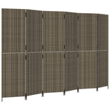 Room Divider 6 Panels Grey Poly Rattan 365354