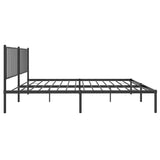 Metal Bed Frame without Mattress with Headboard Black 150x200cm 350866