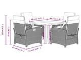 5 Piece Garden Dining Set with Cushions Grey Poly Rattan 3212431
