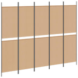 5-Panel Room Divider Beige 250 x 200 cm Fabric 42039221