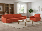 Sofa Set 2 pcs Red Orange Corduroy Fabric 3433265