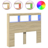 Headboard Cabinet with LED Sonoma Oak 120x17x102 cm 839191