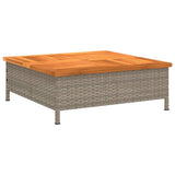 Garden Table Grey 70x70x25 cm Rattan and Acacia Wood 3281630