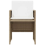3 Piece Bistro Set with Cushions Beige Poly Rattan 365069