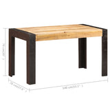 Dining Table 140x70x76 cm Solid Rough Mango Wood 289654
