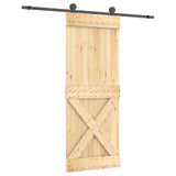 Sliding Door Natural and Black 80 x 210 cm Solid Pine Wood 3444999