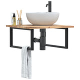 Basin Shelf Wall Mounted Steel and Solid Wood Acacia 3302873