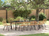 Garden Dining Set 9 pcs Brown Powder-Coated Steel 3379197