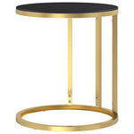 ZNTS Side Table Gold and Black 45 cm Tempered Glass 331662