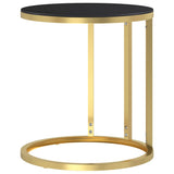 ZNTS Side Table Gold and Black 45 cm Tempered Glass 331662