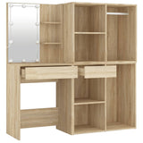 LED Dressing Table with 2 Cabinets Sonoma Oak Engineered Wood 3082029