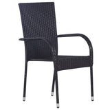 Garden Dining Set Black PE Rattan, Powder-Coated Steel, Glass Large 3099382
