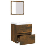 Bathroom Sink Cabinet with Basin and Mirror Smoked Oak 3114176