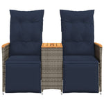 Reclining Garden Sofa 2-Seater with Table Grey Poly Rattan 365724