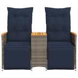 Reclining Garden Sofa 2-Seater with Table Grey Poly Rattan 365724