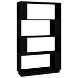Book Cabinet/Room Divider Black 80x25x132 cm Solid Wood Pine 814063