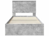 Bed Frame Concrete Grey and Silver 70 x 190 cm Engineered Wood 3411371