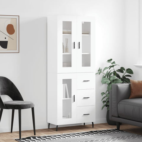 Highboard White 69.5x34x180 cm Engineered Wood 3198609
