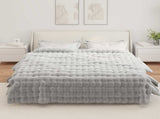 Anti-Slip Faux Rabbit Fur Blanket Olite 4 pcs Grey 220 x 240 cm 42021815