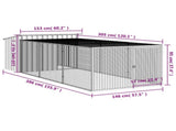 Dog House with Run Anthracite 153x396x110 cm Galvanised Steel 3214223