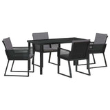 Garden Dining Set 5 pcs Black Powder-Coated Steel 3379319