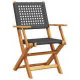 5 Piece Garden Dining Set Black Poly Rattan and Solid Wood 3281814