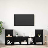 TV Cabinet Set Wall-mounted 3 pcs Black Engineered Wood 3393253