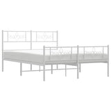 Metal Bed Frame without Mattress with Footboard White 135x190cm 355333