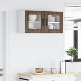 Wall Glass Cabinet LUCCA 2 pcs Brown Oak 40 x 31 x 40 cm 884849