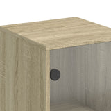 Highboard with Glass Doors Sonoma Oak 35x37x120 cm 836562