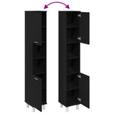 Bathroom Cabinet Black Oak 30 x 30 x 179 cm Engineered Wood 862513
