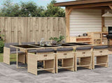 Garden Dining Set Mix Beige PE Rattan 9 Piece Foldable 3211104