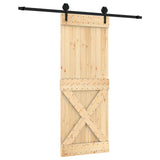 Sliding Door Natural and Black 80 x 210 cm Solid Pine Wood 3445165