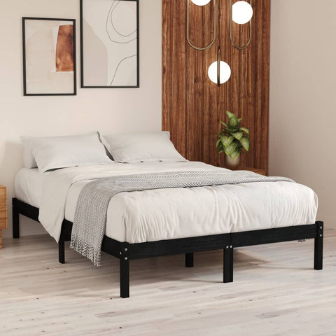 Bed Frame without Mattress Black Solid Wood King Size 810026