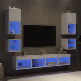 8 Piece TV Wall Units with LED White Engineered Wood 3216590