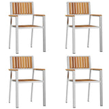 Garden Chair 4 pcs Solid Acacia Wood and Stainless Steel 42006202