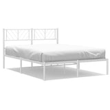 Metal Bed Frame without Mattress with Headboard White 150x200cm 372230