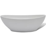 ZNTS Bathroom Basin with Mixer Tap Ceramic Oval White 275497