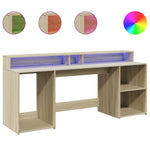 Desk with LED Lights Sonoma Oak 200x55x91 cm Engineered Wood 3309440
