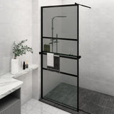 ZNTS Walk-in Shower Wall with Shelf Black 100x195 cm ESG Glass&Aluminium 3185478